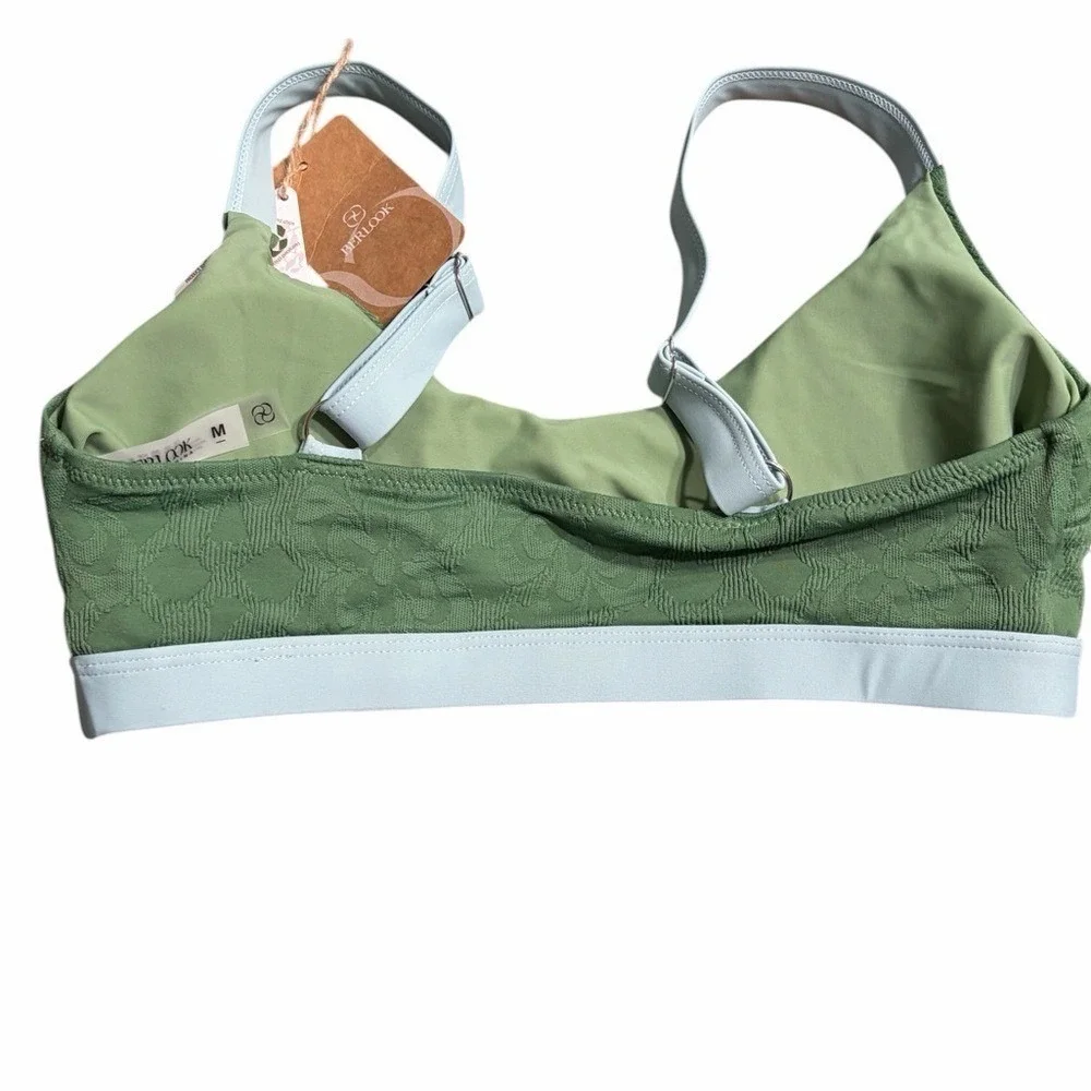 Berlook Olive Green Contrast-Trim Bikini Set